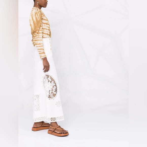 ZIMMERMANN Rhythmic Lace-Appliqué Culottes Linen-Voile Zimmermann Size 2 - Picture 5 of 15
